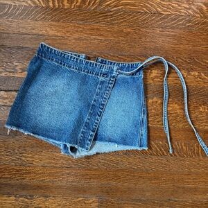 Denim Wrap Mini Skirt, Size Small, Never Worn